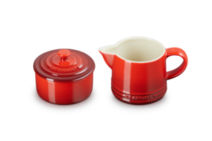 Aardewerk melk- en suikerset - Le Creuset - Kersenrood