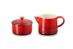 Aardewerk melk- en suikerset - Le Creuset - Kersenrood