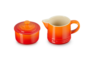 Aardewerk melk- en suikerset - Le Creuset - Oranje