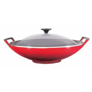 Wok gietijzer met deksel - Le Creuset - Kersenrood