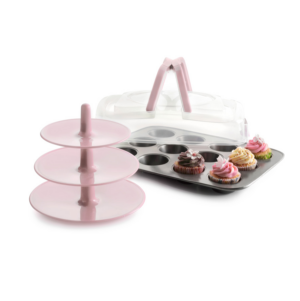 Muffin bakvorm 12 cups met stand en transportbox Moka - Ibili